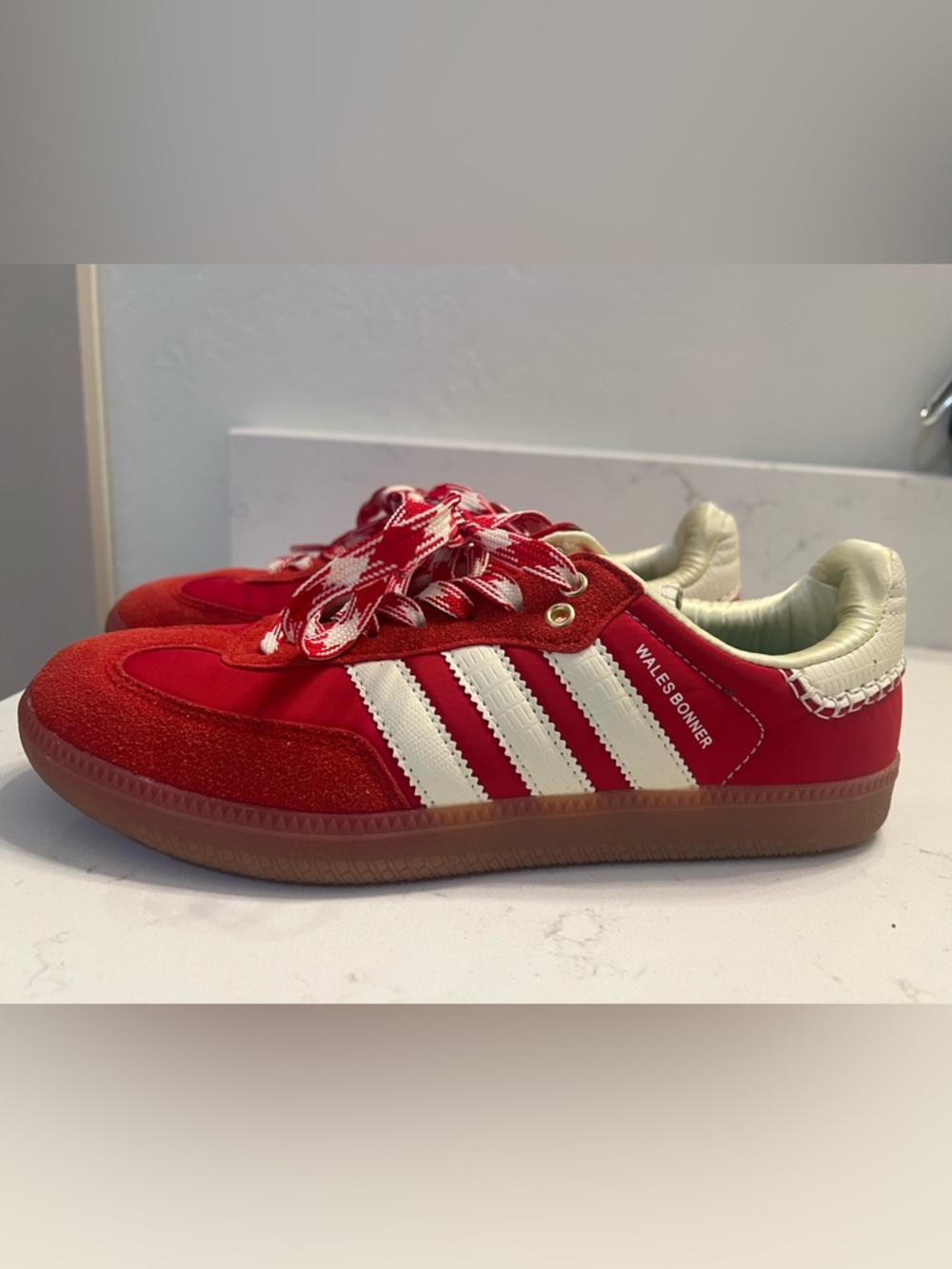 Wales Bonner Red Low-Top Sneakers with Cream Accents